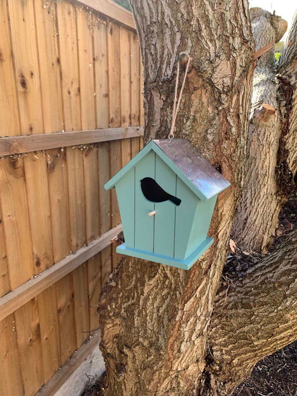 Carron Close, Derby: bird box in the garden
